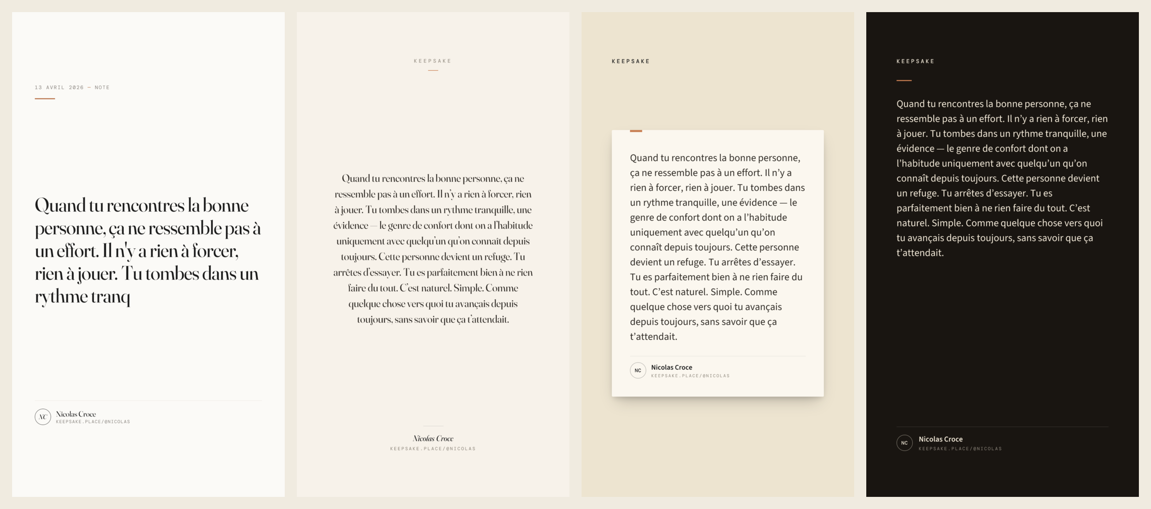 Trois variantes de partage pour les posts texte